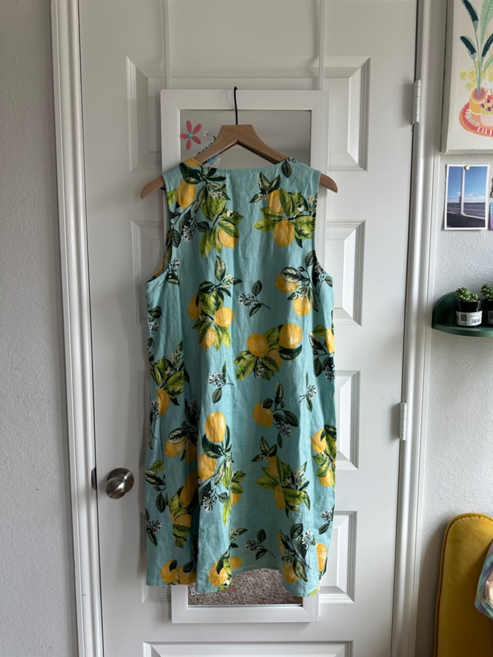 J. Jill Lemon Print Sleeveless Light Blue Dress - Picture 7 of 8